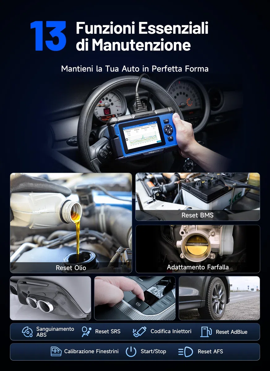 TOPDON ArtiDiag600 Elite OBD2 Auto Diagnostica Italiano, Sistema Completo, 13 Servizi di Reset, Diagnostica Auto con CAN-FD, FCA/SGW, 2 Anni di Aggiornamenti Gratuiti