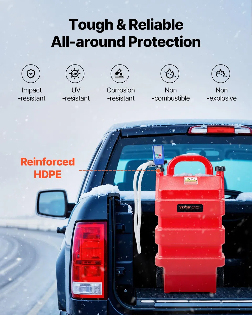 VEVOR Serbatoio di Carburante Portatile da 60,56 L Contenitore di Benzina, Pompa di Trasferimento del Carburante Elettrica 12 V CC 11,36 L/min Tubo di Mandata da 1,21 m per Diesel Benzina, Rosso