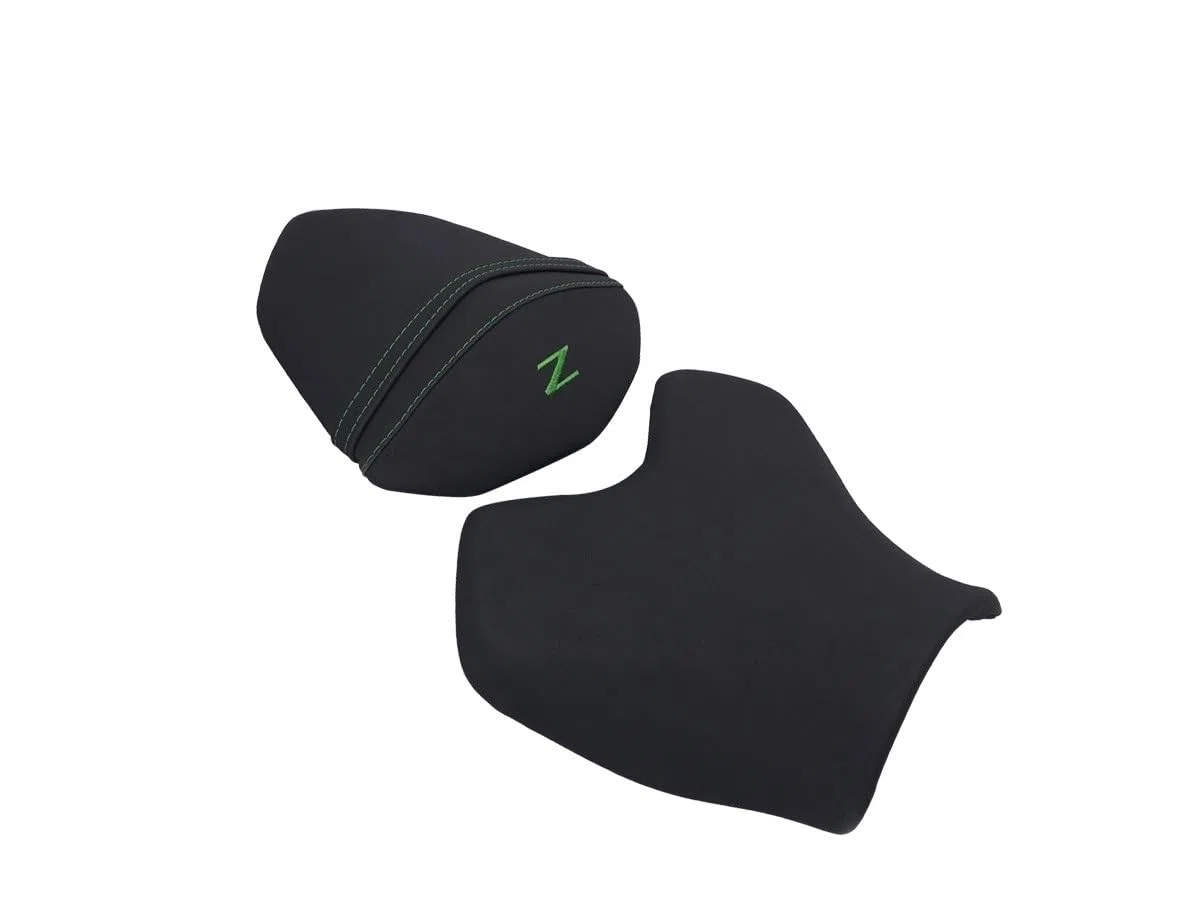 Coprisella compatibile con Kawasaki Z750 / Z1000 2007-2012 nero con cuciture verdi (C)
