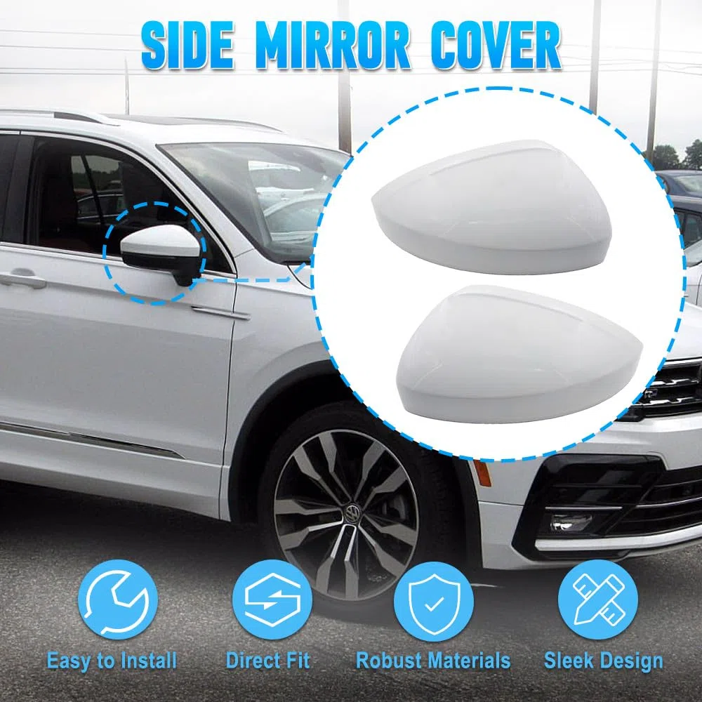 Copri specchietti retrovisori laterali di ricambio, coppia Copri specchietti retrovisori esterni compatibili con VW Tiguan MK2 2017-2020, bianco