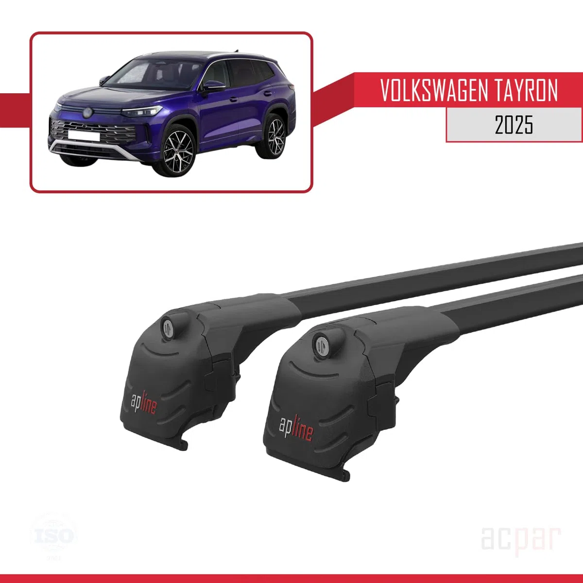Compatibile con Volkswagen Tayron (DN) 2025-2026 Modello ACE-2 Barre Tetto Portapacchi Auto Barre Portatutto Nero Alluminio 2 Barre