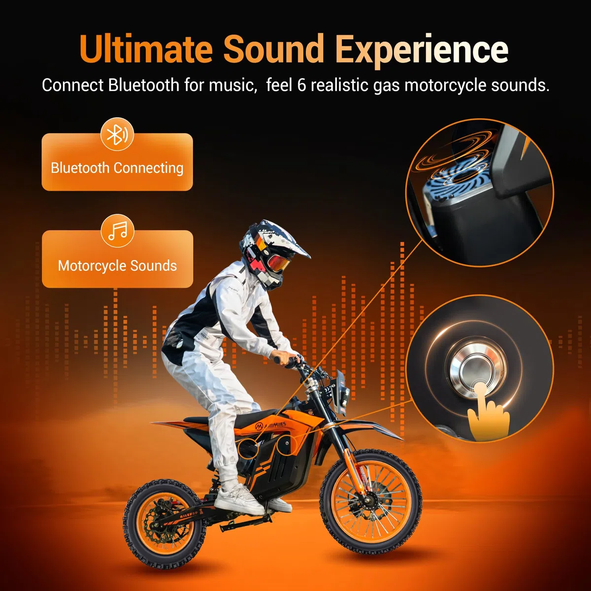 MilePop1 Moto Elettrica Per Adolescenti E Adulti, Motore Da 3000W | 220Nm | Velocità Max 50 Km/H | 48V/25Ah | Pendenza 30°, Con Freni Idraulici E Musica, Mini Moto Fuoristrada Per Età 13+