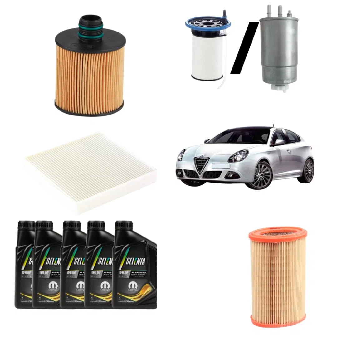 KIT TAGLIANDO COMPATIBILE CON ALFA GIULIETTA 1.6 JTDM 16V 105CV 77KW DAL 2010 + SELENIA WR 5W30