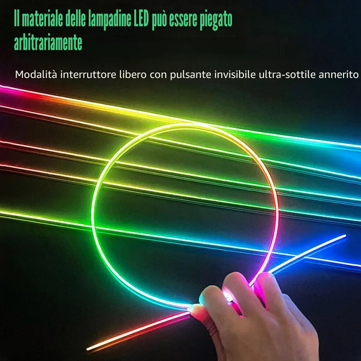 Luci ambiente per interni auto HMYC, striscia in fibra ottica acrilica con 128 LED colorati 18 in 1, decorazione universale con molteplici modalità e sincronizzazione musicale, controllo tramite APP