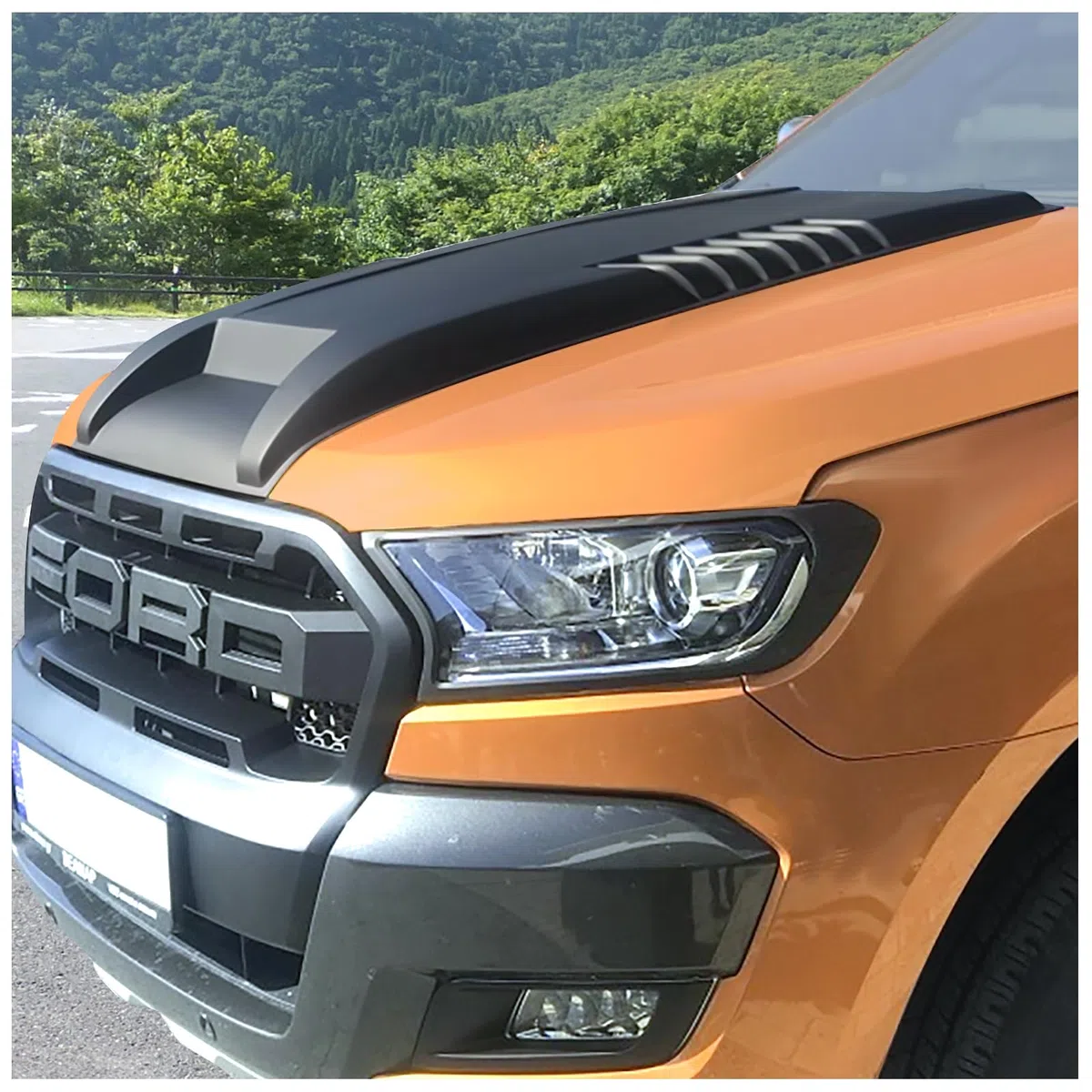Pala per cofano Ford Ranger 2015-2022 T7 T8 Wildtrak Raptor Limited XL XLT Tremor Platinum MK2 MK3 ABS cofano nero opaco