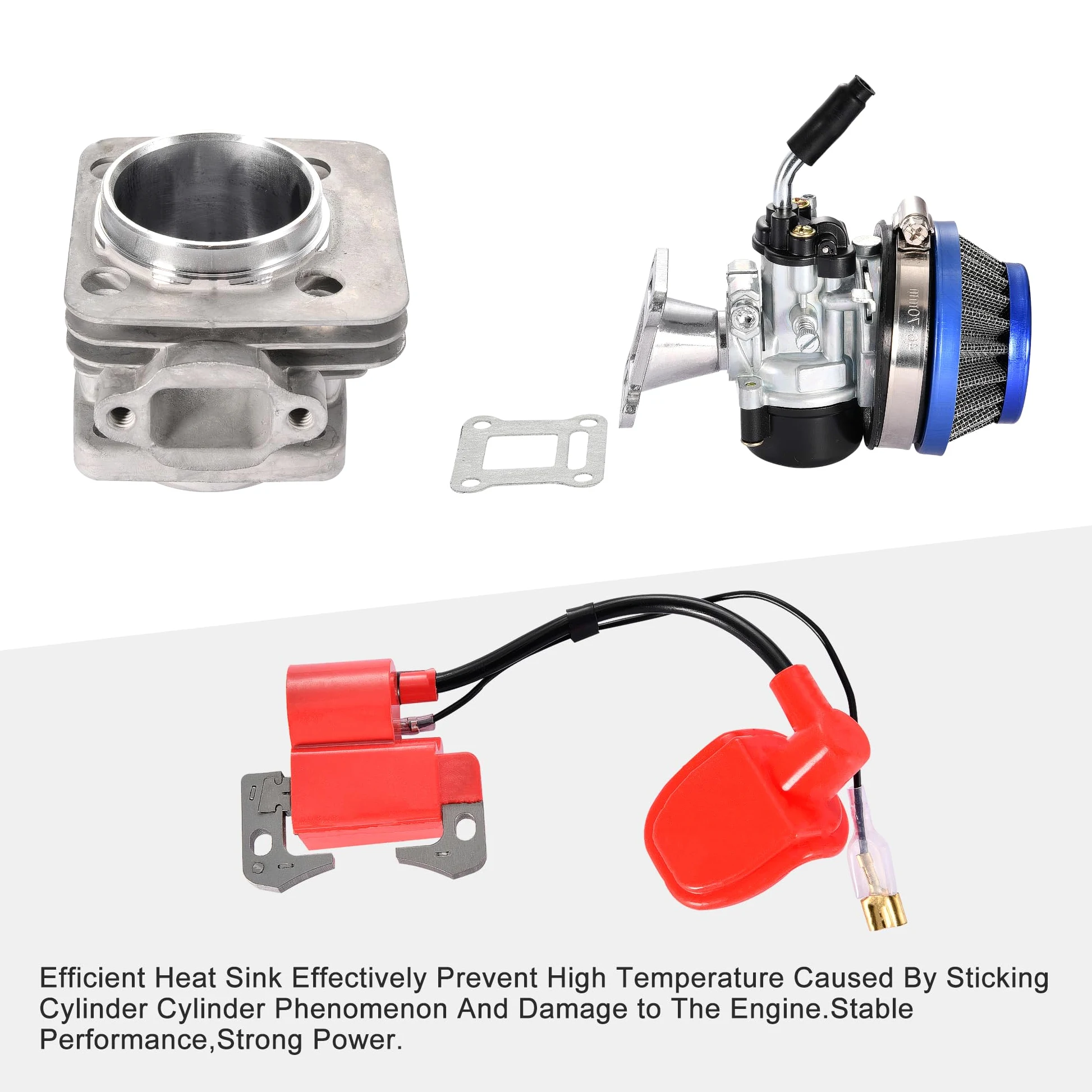 GOOFIT Blu 44-6 Kit a Pistoni a Cilindro a Grande Foratura con Set di Bobina di Accensione del Filtro dell'Aria del Carburatore Sostituzione per 43cc 47cc 49cc Pocket Bike ATV Quad Mini Motocross