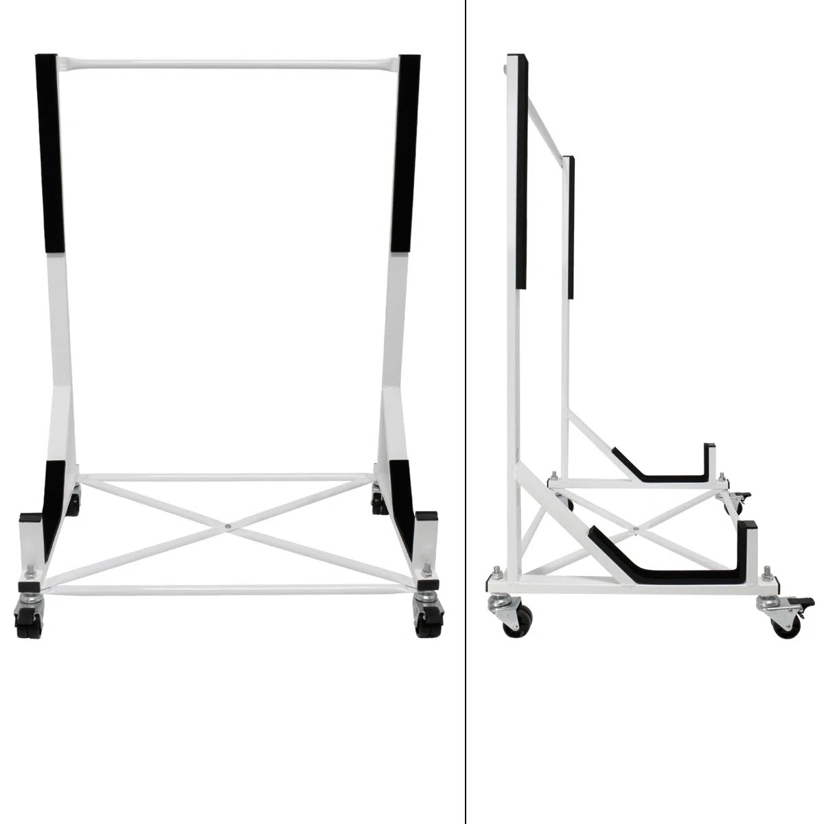 ECD Germany Supporto Hardtop Carrello Porta Hard Top Tettuccio per Auto Convertibile - Acciaio - Bianco - 75 x 52 x 93 cm Supporto Rigido Capote con Telo di Copertura XXL con 4 Ruote di Bloccaggio