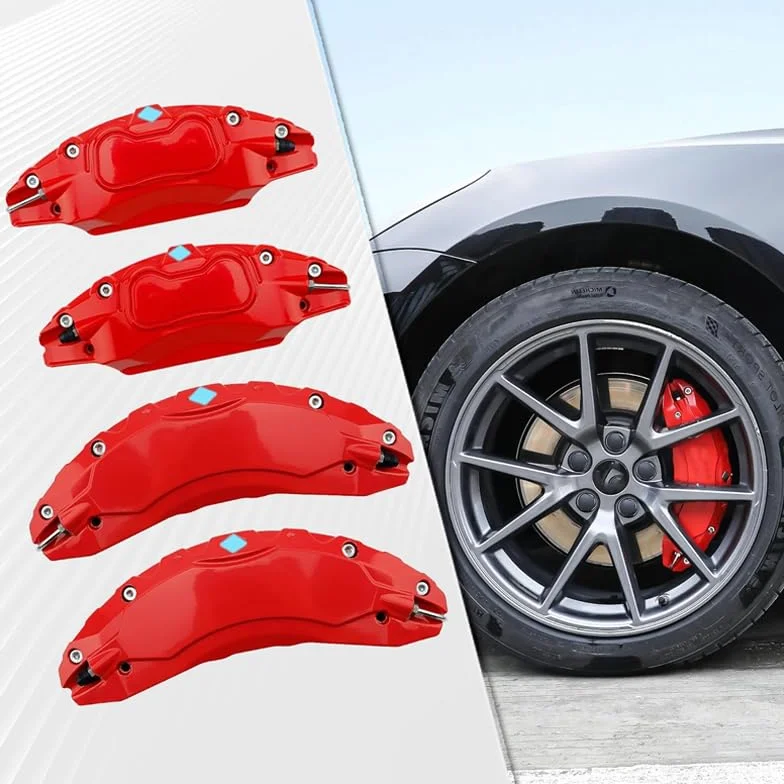 Copertura per pinza freno auto per VW T-ROC 2017-2024, 4 pezzi Coperchio Pinza Freno in Aluminum Alloy, Auto Coperture pinze Personalizzate Rosso