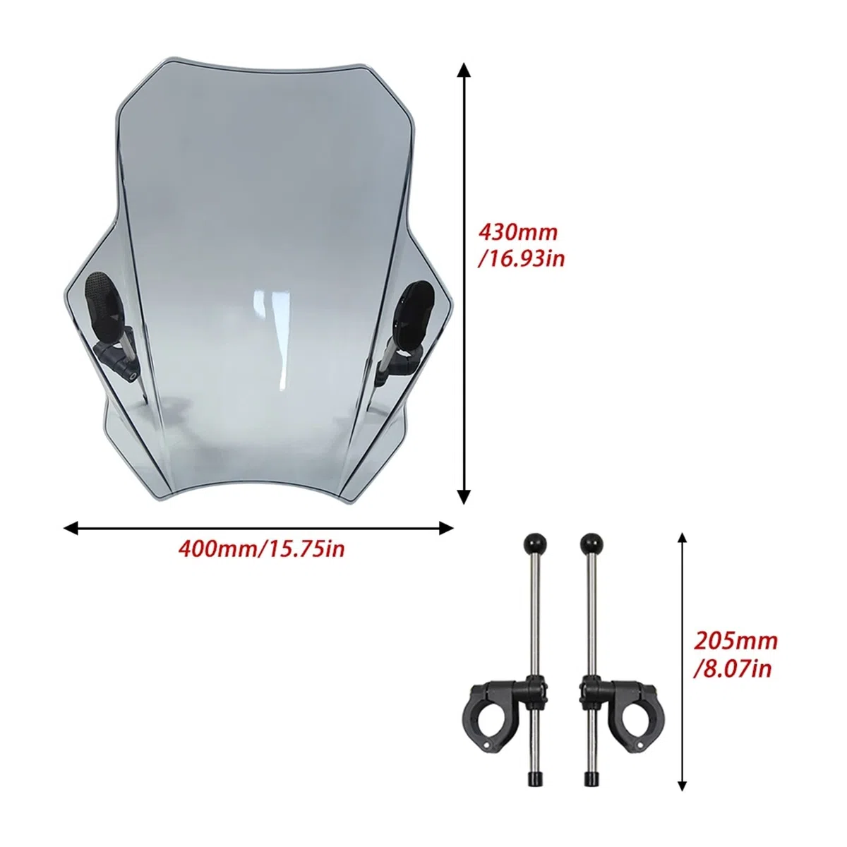 Doppia Bolla Parabrezza Universale per Benelli Leoncino 250 500 BN125 BN300 BN302 BN302S 502C - Moto Cupolino Parabrezza (Colore: Light Grey)