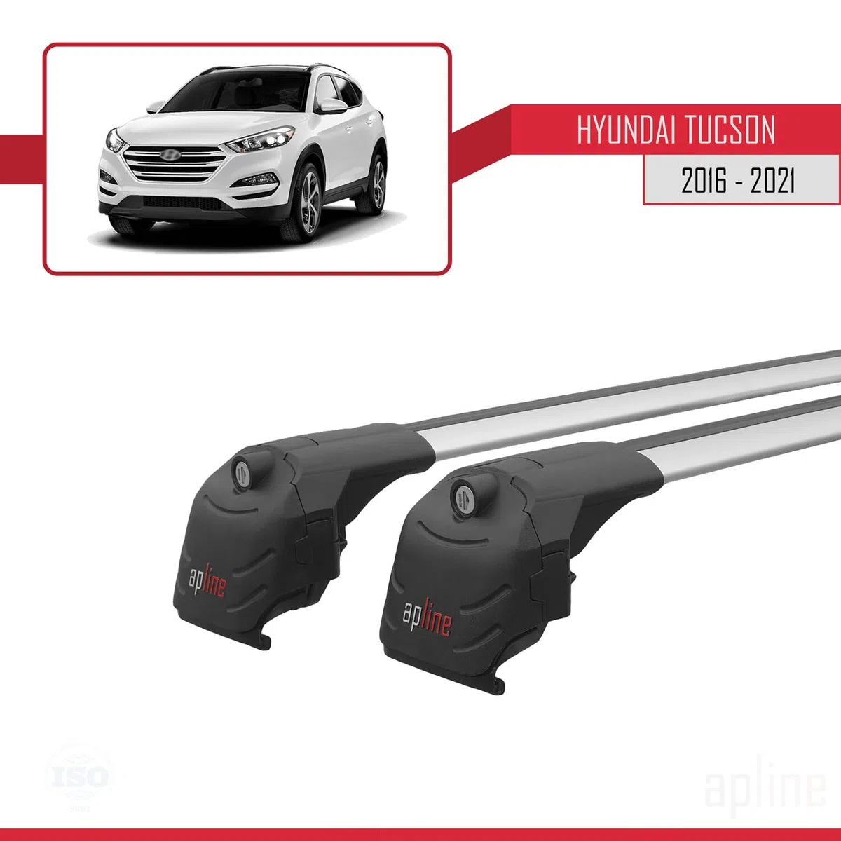 Compatibile con Hyundai Tucson 3 (TL) 2016-2021 Modello ACE-2 Barre Tetto Portapacchi Auto Barre Portatutto Grigio Alluminio 2 Barre