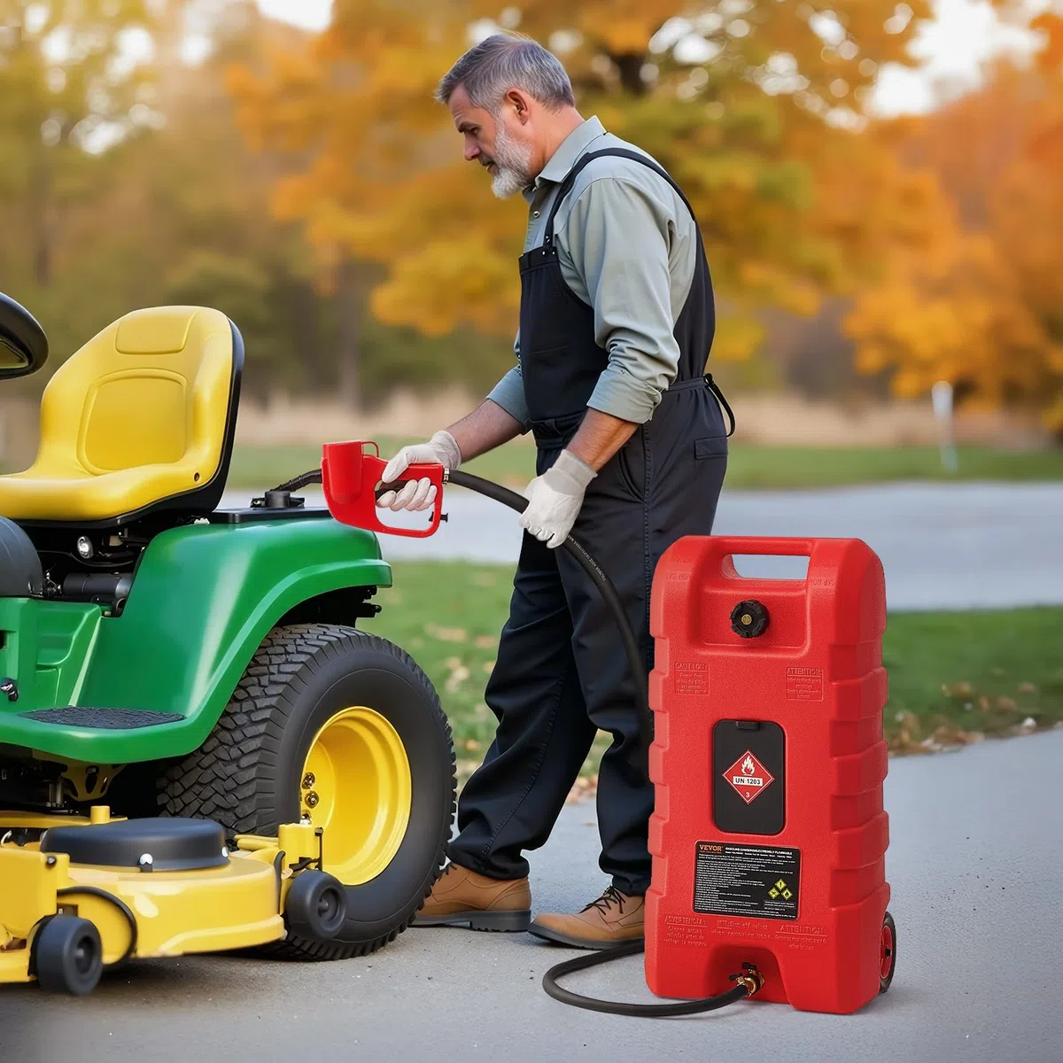 VEVOR Serbatoio di Carburante Portatile 56,78 L Modalità Pompa a Gravità e Manuale, Contenitore per Serbatoio di Carburante con Ruote, Tubo di Mandata 3,04 m e Pompa Manuale, per Motoscafi, Benzina