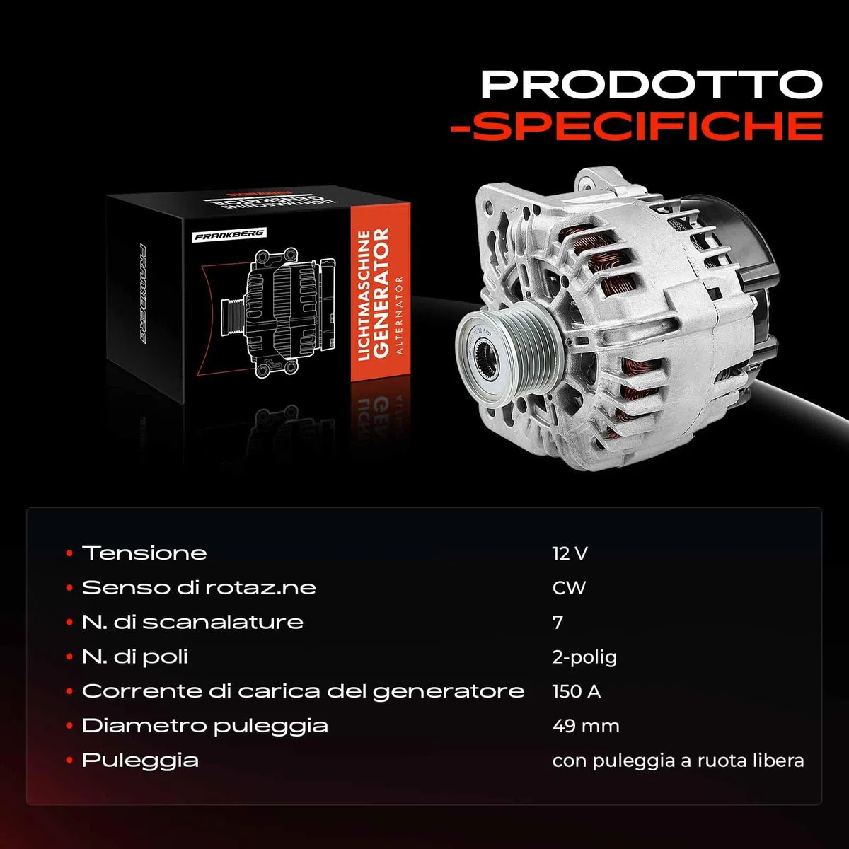 Frankberg Alternatore Generatore 8200404459 | 8200404459; Compatibile con: Traffico II Box FL, Trafic II pianale/telaio EL, M.e.g.a.n.e II Estate KM0/1