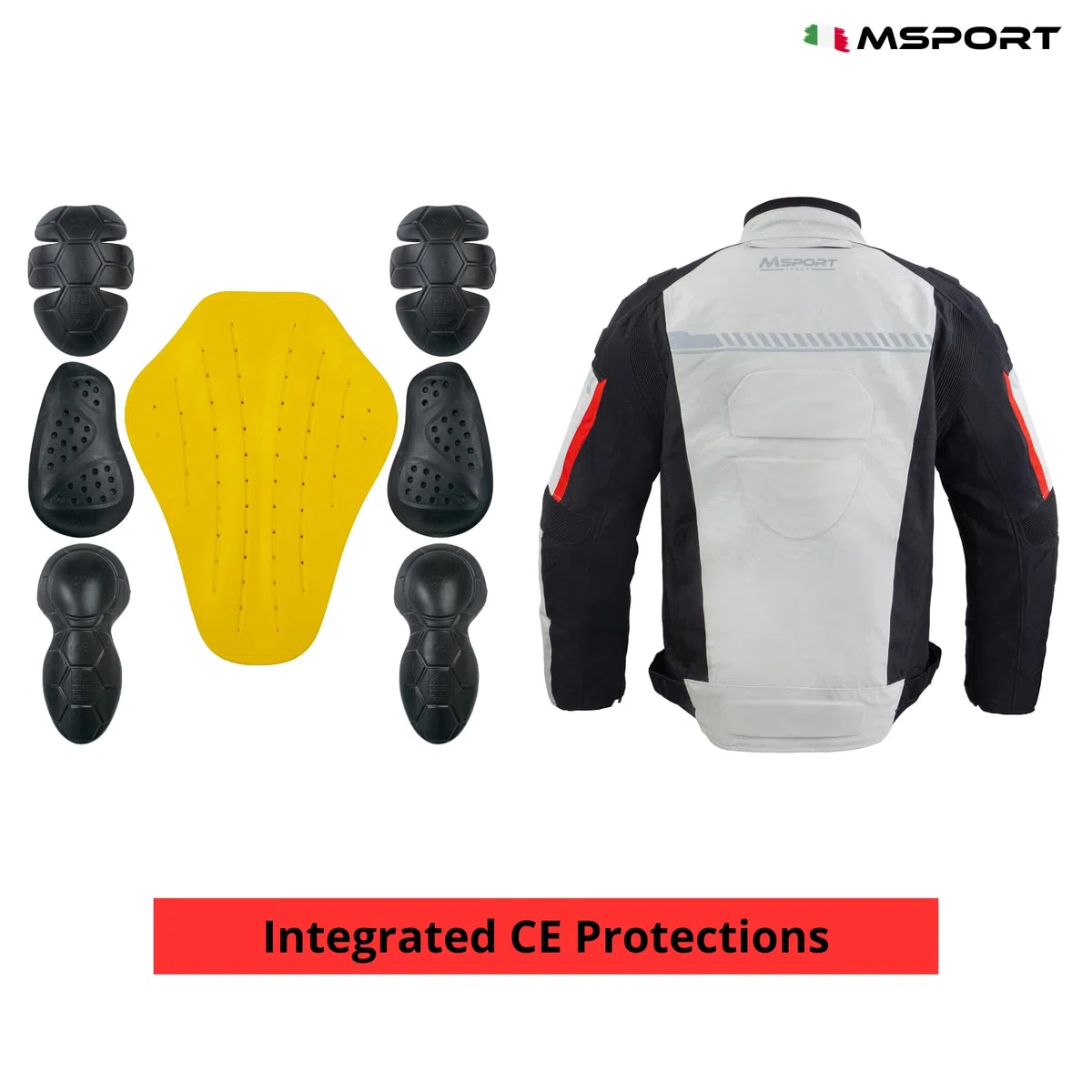 Msport Giacca Moto da Uomo 4 Stagioni Impermeabile Antivento con Fodera Termica Rimovibile e Protezioni CE Integrate
