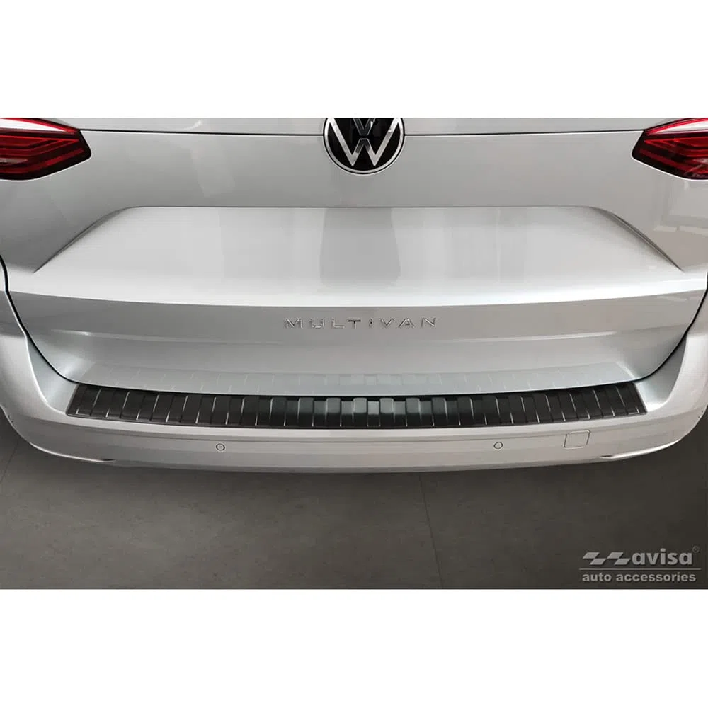 Avisa Protezione paraurti Posteriore in Acciaio Inox Nero Compatibile con Volkswagen Multivan T7 2021- 'Ribs'