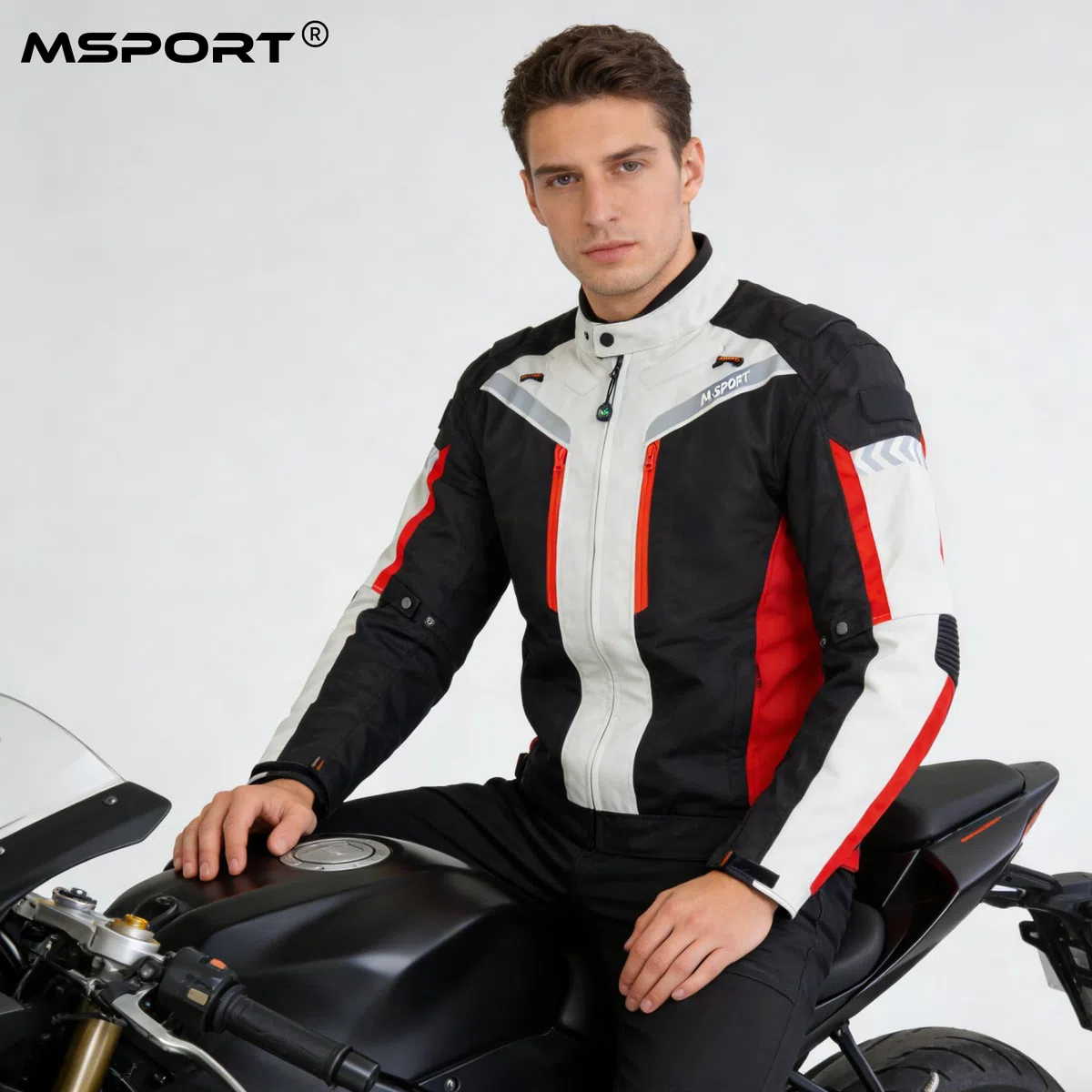 Msport Giacca Moto da Uomo 4 Stagioni Impermeabile Antivento con Fodera Termica Rimovibile e Protezioni CE Integrate