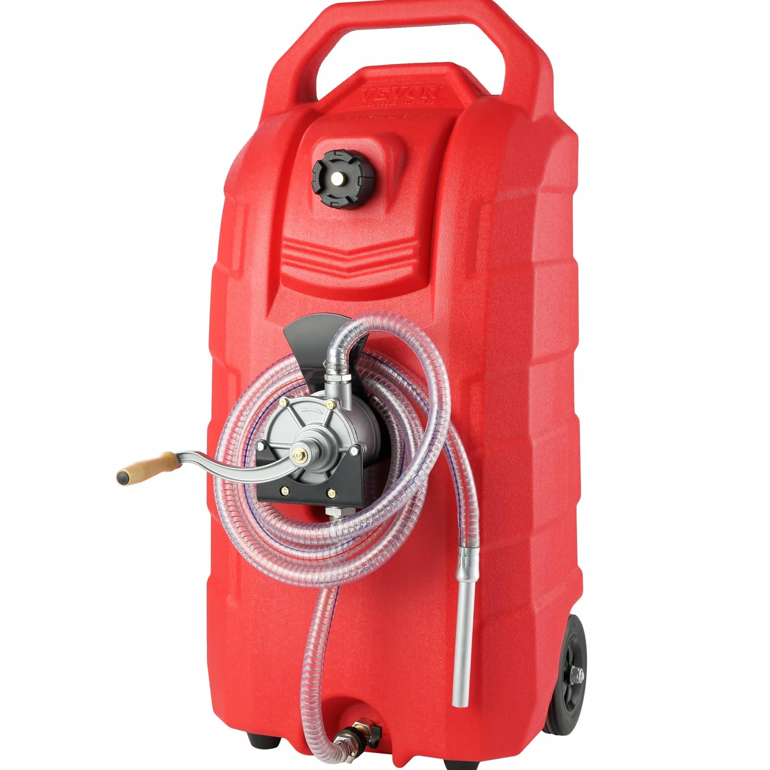 VEVOR Contenitore per Carburante 16 Galloni, 7,8 L/min, Contenitore per Serbatoio Portatile con Ruote in Gomma per Pompa Manuale Trasferimento Carburante per Benzina Diesel Auto Barca Tosaerba