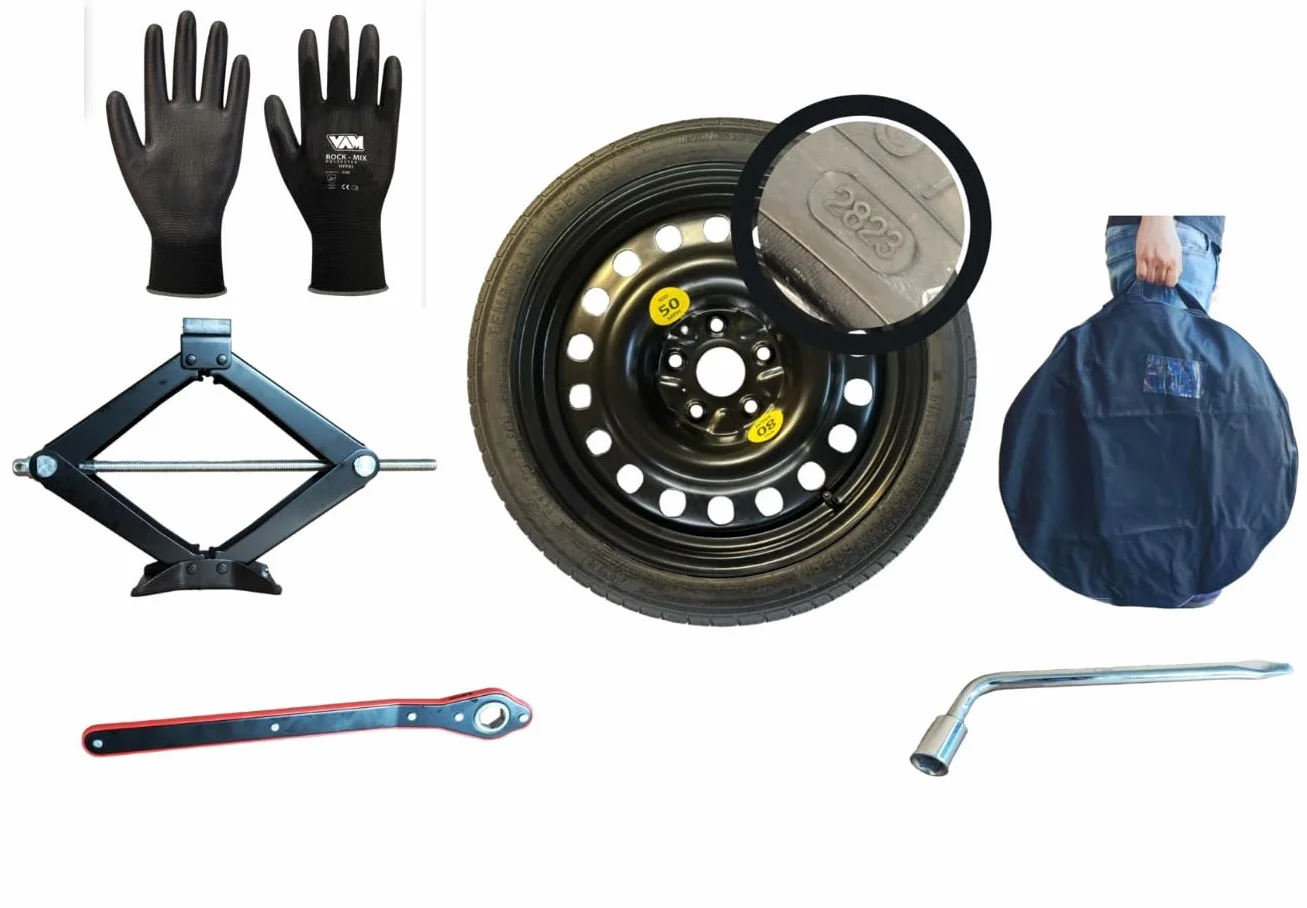 D'ANGELO 1988 Kit Ruotino di Scorta 19" compatibile con @udi a4 a5 a6 con Cric, Chiave e Sacca
