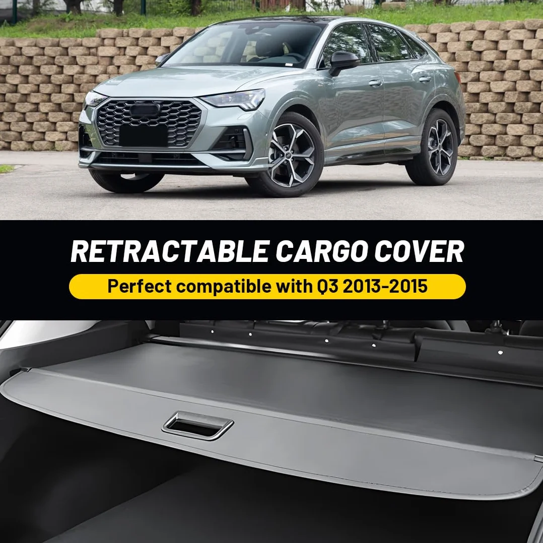 Protezione Coperchio Portabagagli Copertura Bagagliaio Auto Baule Posteriore Pacco Ripiano Portaoggetti Cargo Cover Nero per Audi Q3 2013-2017