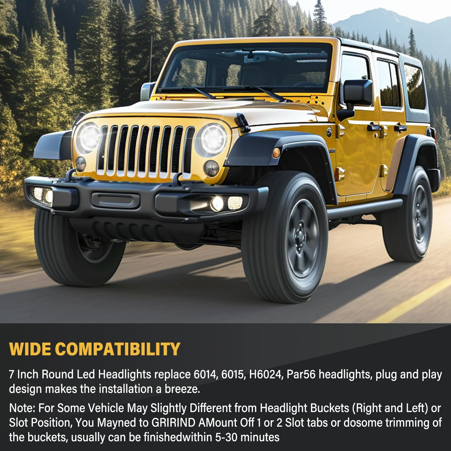 Willpower 2x Fari LED 7 Pollici 50W 5000lm, Angel Eyes 3000K Ambra + 6000K Bianco, 4 Modalità di Illuminazione, Rotonda Luci Fuoristrada DRL HI LO Fascio per Wrangler JK TJ LJ CJ Auto Hummer Moto