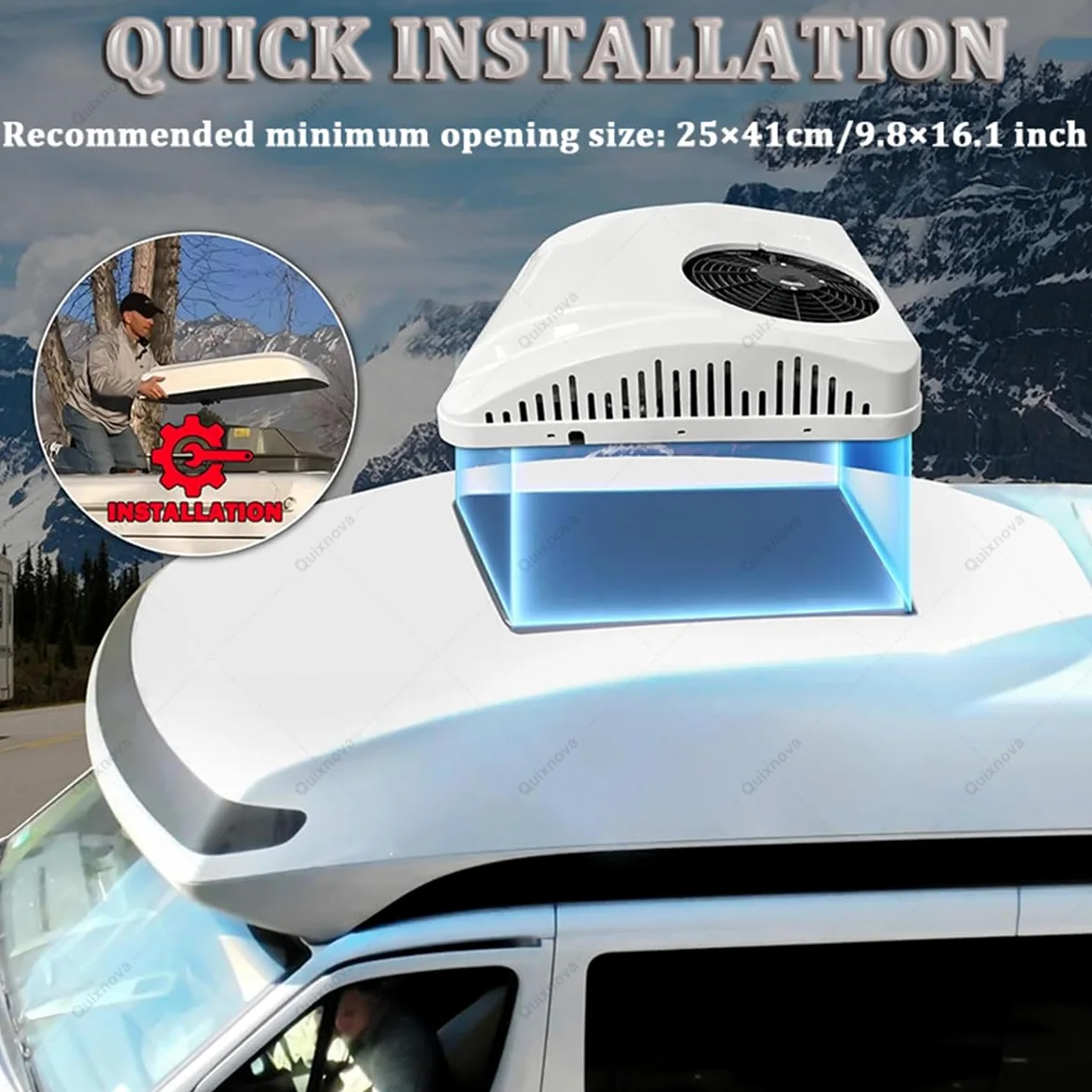 Condizionatore d'Aria per Camper con Telecomando - Condizionatore d'Aria da Tetto 12V/24V per Camper, unità di climatizzazione CC per parcheggio, Camion, Camper - Raffreddamento rapido 24V