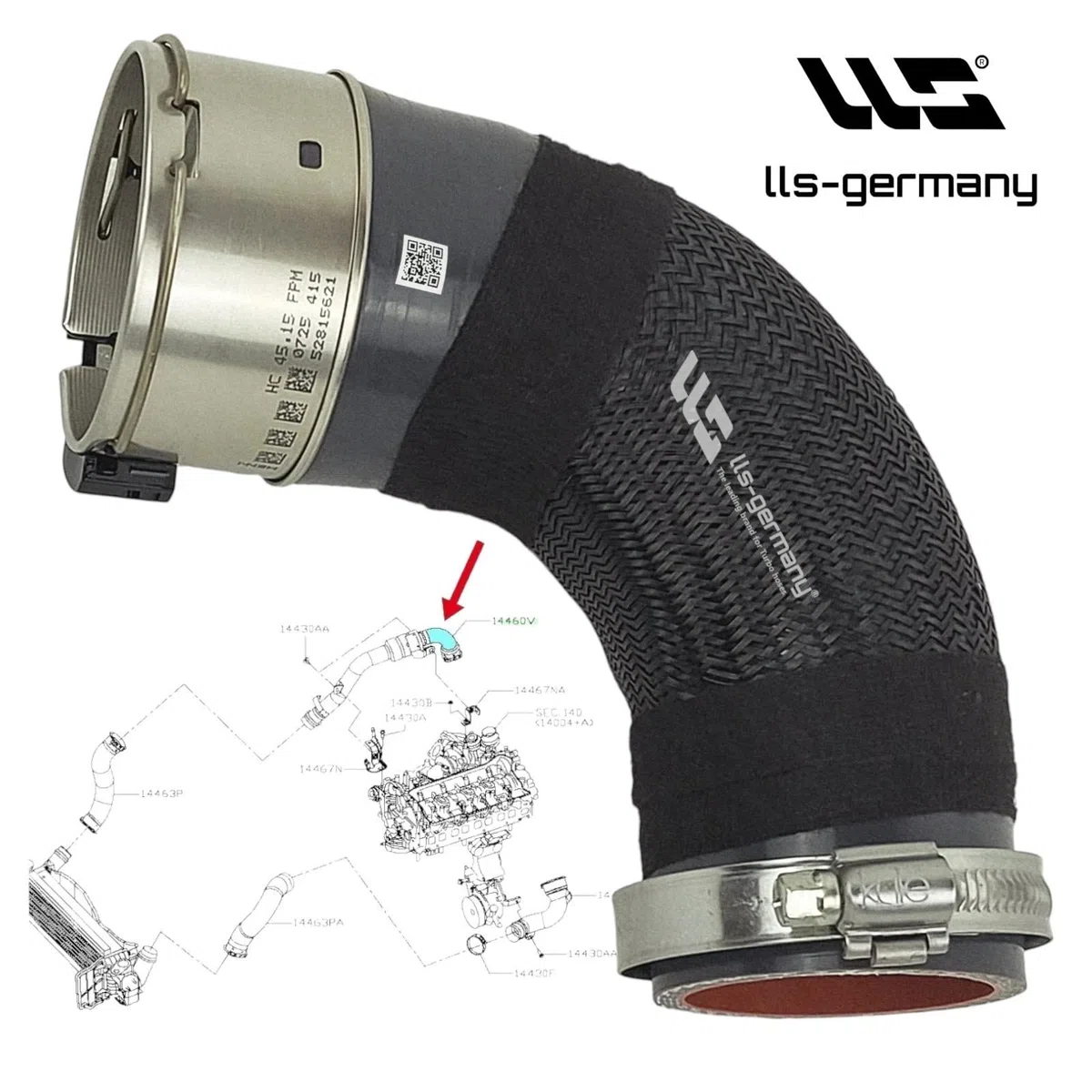 LLS-GERMANY Tubo di alimentazione aria compatibile con Nissan NP300 Navara (D23/D23T) 2.3 dCi 163/190 CV e 2.5 dCi 163 CV 4x4 2014-2025 144604JA2B, 144604JA0A, 144604JA0D, 144604JA1A, 144604JA2A