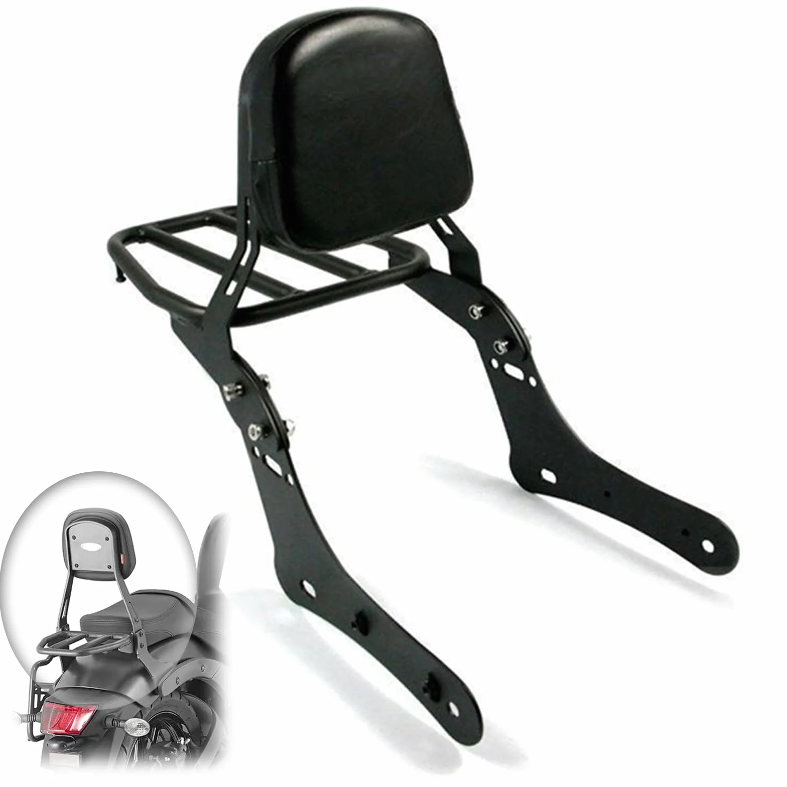 Schienale Sissy Bar per Moto con Portapacchi Posteriore per Kawasaki Vulcan S 650 VN650 Supporto per Top-Box Supporto Esteso Poggiaschiena Posteriore per Passeggero
