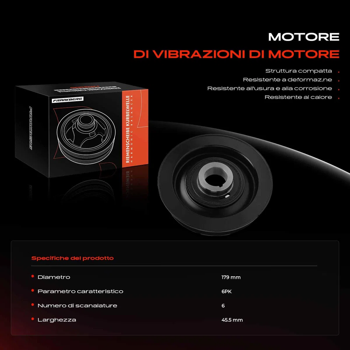 Frankberg Pulegge Cinghia Albero a Gomito Compatibile con Berlingo First MPV GFK GJK MF Berlingo First Furgone/MPV M Jumpy U6U Jumpy Furgone BS BT BY BZ Replace# 9653383380