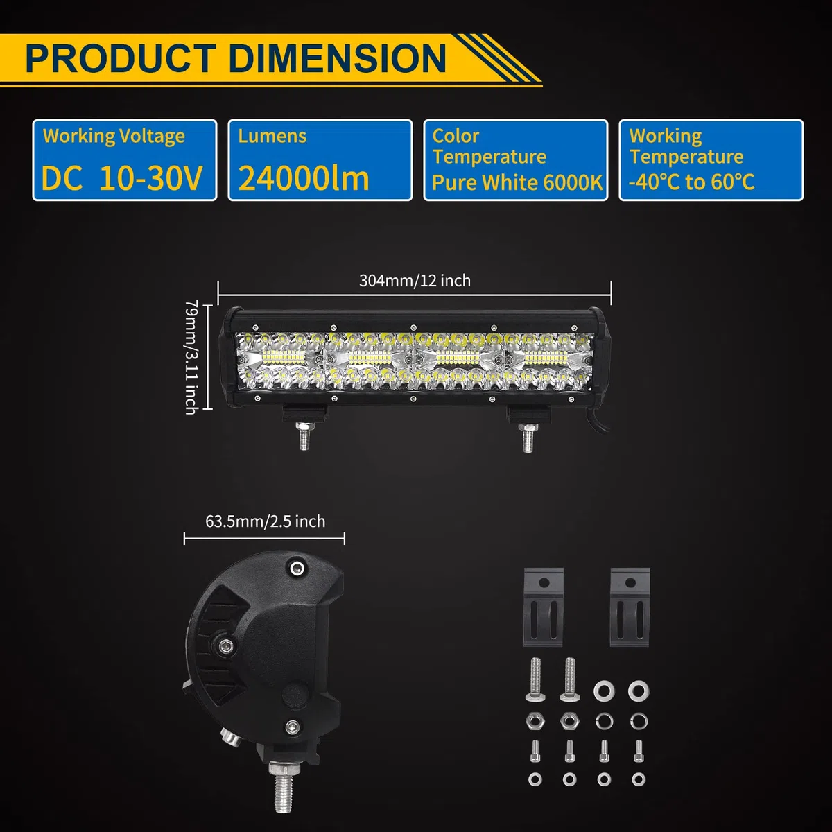 RIGIDON Barra Led Fuoristrada 30cm 12 Pollici 240W Barra Luce Led Con 12V Cablaggio, Lampade Luci di Guida per 4x4 Offroad Auto Trattore Camion SUV UTE ATV Barca Veicoli, 6000K Bianco