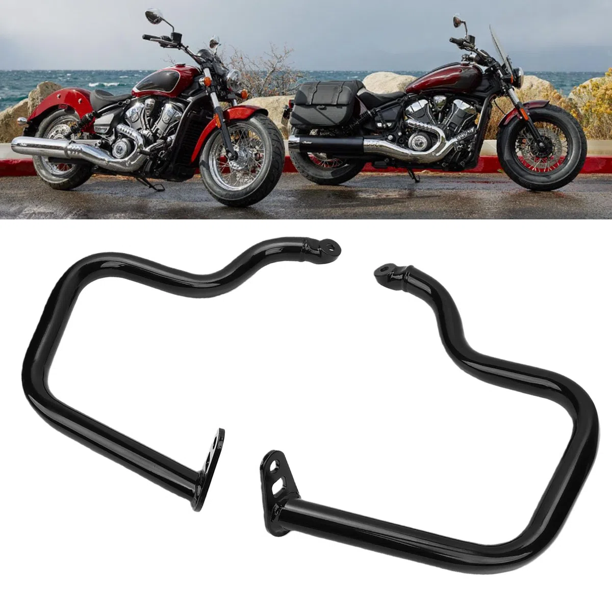 Aramox Barra di Protezione Autostradale per Protezione Motore Moto, Kit Barra di Metallo per Motore Inclusa 10 Accessori di Ricambio per Indian Super Scout 2025