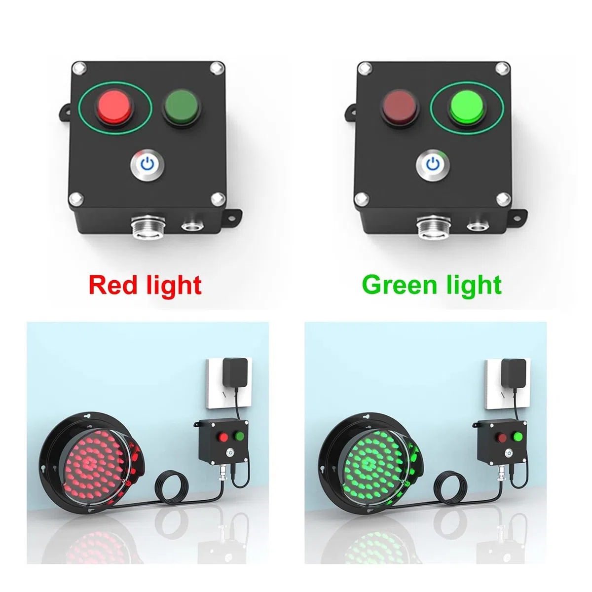 Semaforo Industriale, Stop And Go, semaforo a LED Rosso/Verde for banchine di carico, Controllo a Pulsante, Plug And Play, for incroci, fabbriche, scuole, caselli autostradali(200mm/8in)