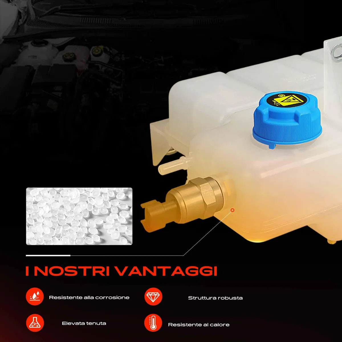Frankberg Serbatoio di compensazione Serbatoio del liquido di raffreddamento Con Coperchio Compatibile con Daily V Daily VI Replace# 5801303409, 5801303414