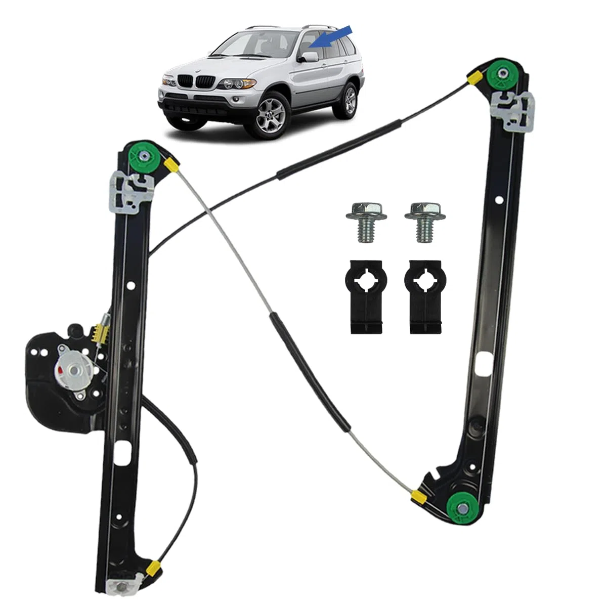STARKIT PERFORMANCE Alzacristallo compatibile per BMW X5 E53 (2000-2006) ALZAVETRO ANTERIORE SINISTRO (guida) 51338254911