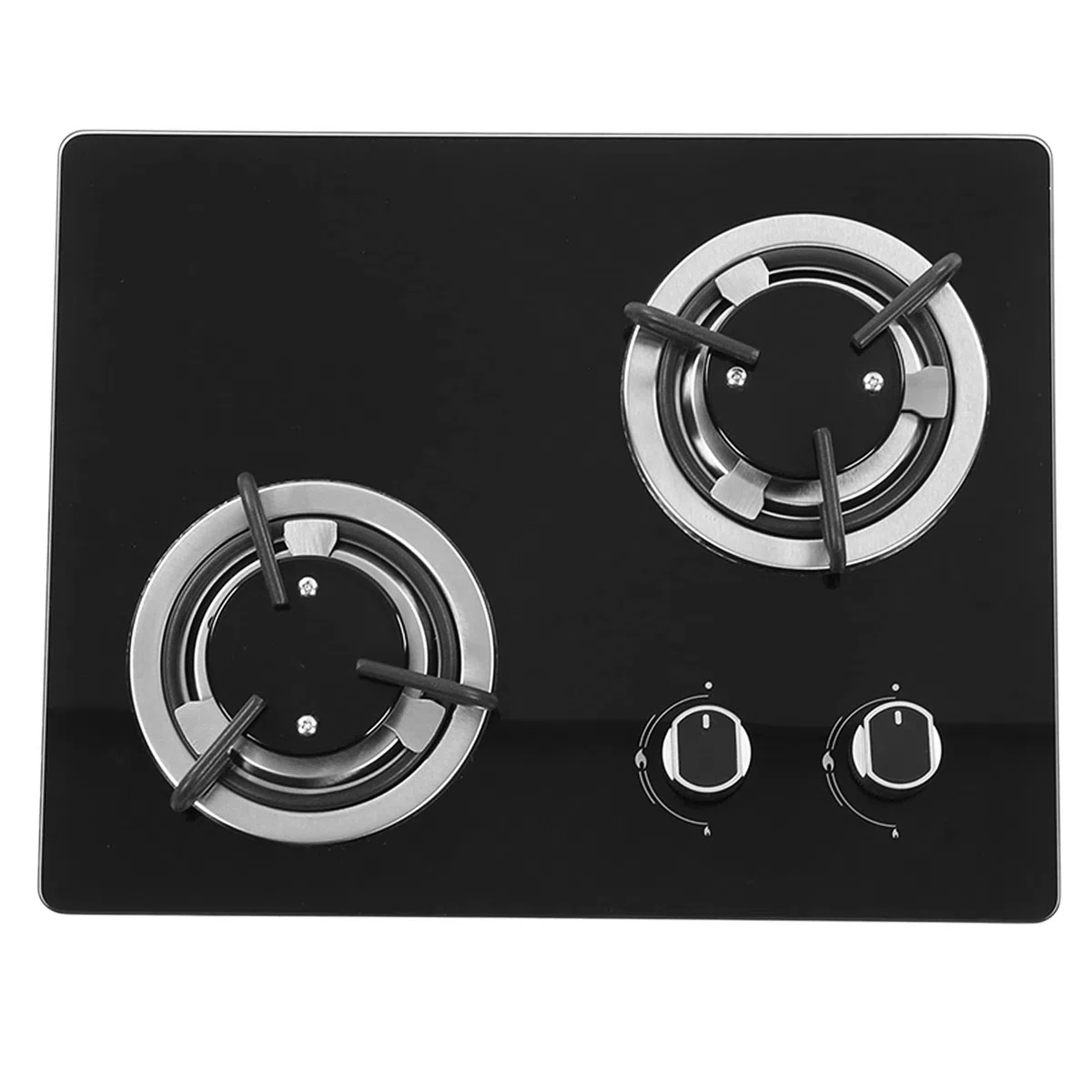 Fornello a Gas per Camper, Pannello in Vetro Temperato a 2 Fuochi da 1,8 KW, Piano Cottura a Gas da Cucina, Regolazione della Potenza di Fuoco a più Livelli per Barca, Roulotte,