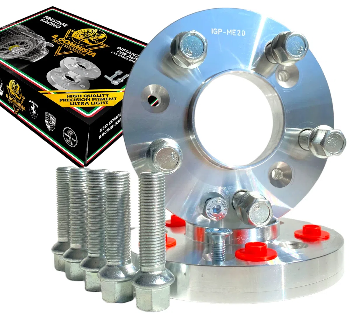 IGP 2 Distanziali RUOTE da 16 mm + 10 BULLONI compatibili con A4 A5 A6 A7 A8 Q5 MADE IN ITALY * OK AUTO RUOTA CERCHI IN LEGA