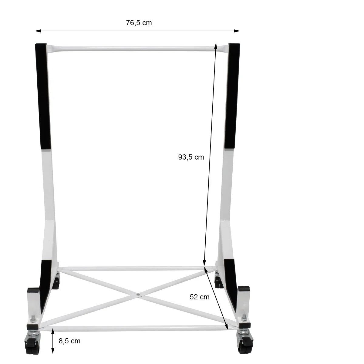 ECD Germany Supporto Hardtop Carrello Porta Hard Top Tettuccio per Auto Convertibile - Acciaio - Bianco - 75 x 52 x 93 cm Supporto Rigido Capote con Telo di Copertura XXL con 4 Ruote di Bloccaggio