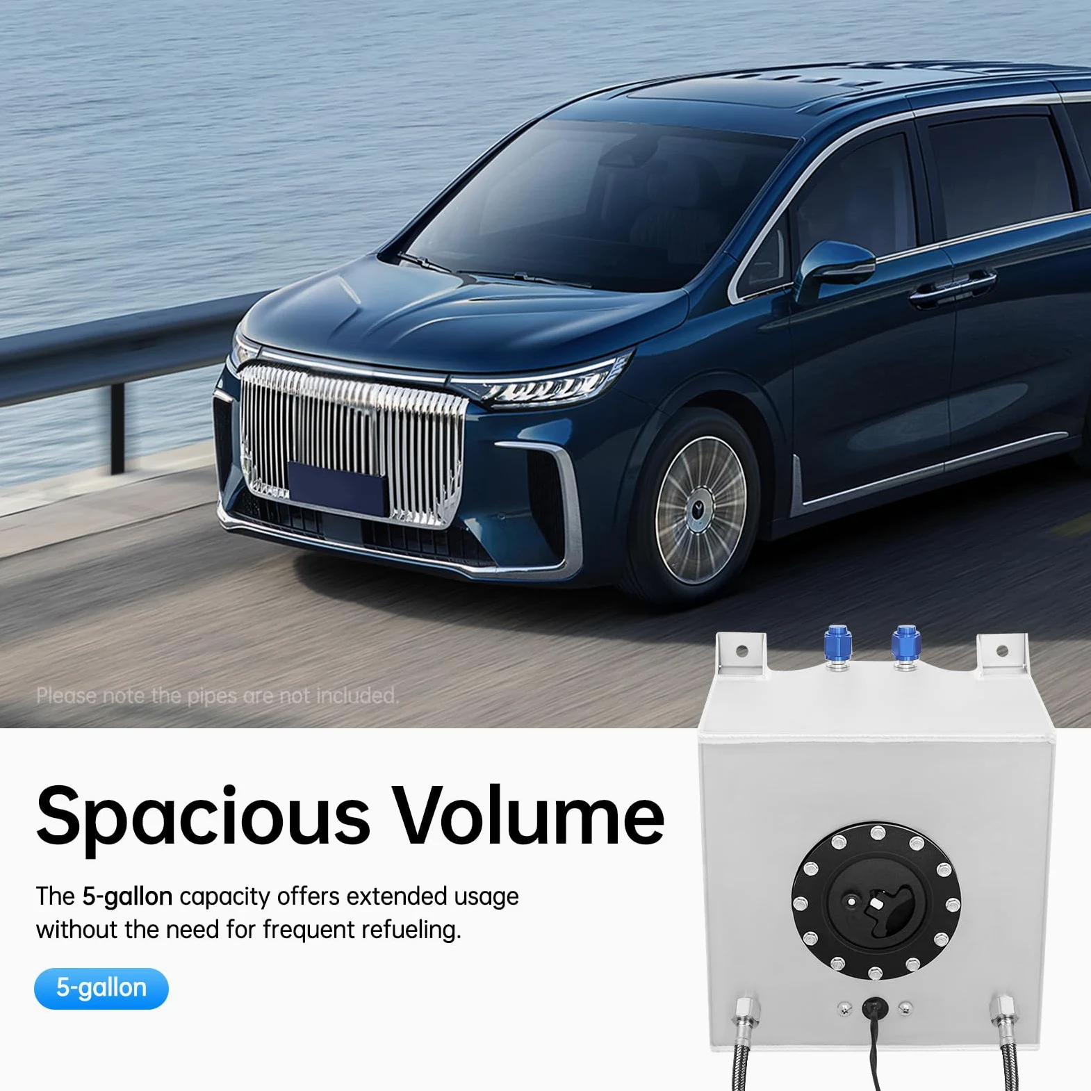 MINRS Serbatoio carburante universale in alluminio 20 l con sensore di livello dell'olio 0-90 Ohm per motorsport e motorismo