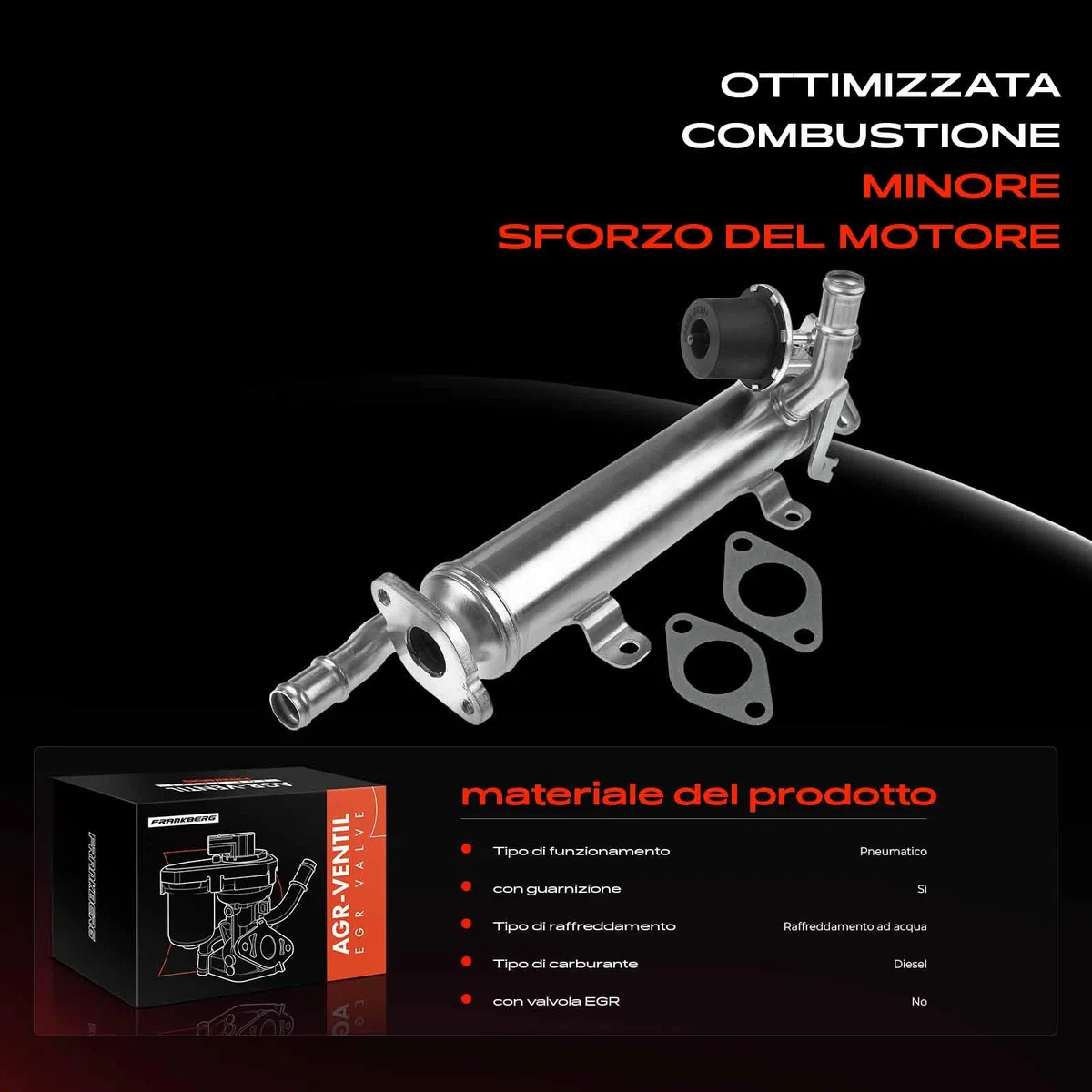 Frankberg Valvola EGR Radiatore Ricircolo dei gas di scarico Compatibile con Beetle Cabriolet III CC Golf III 2.0L Diesel 2003-2021 03L131512B