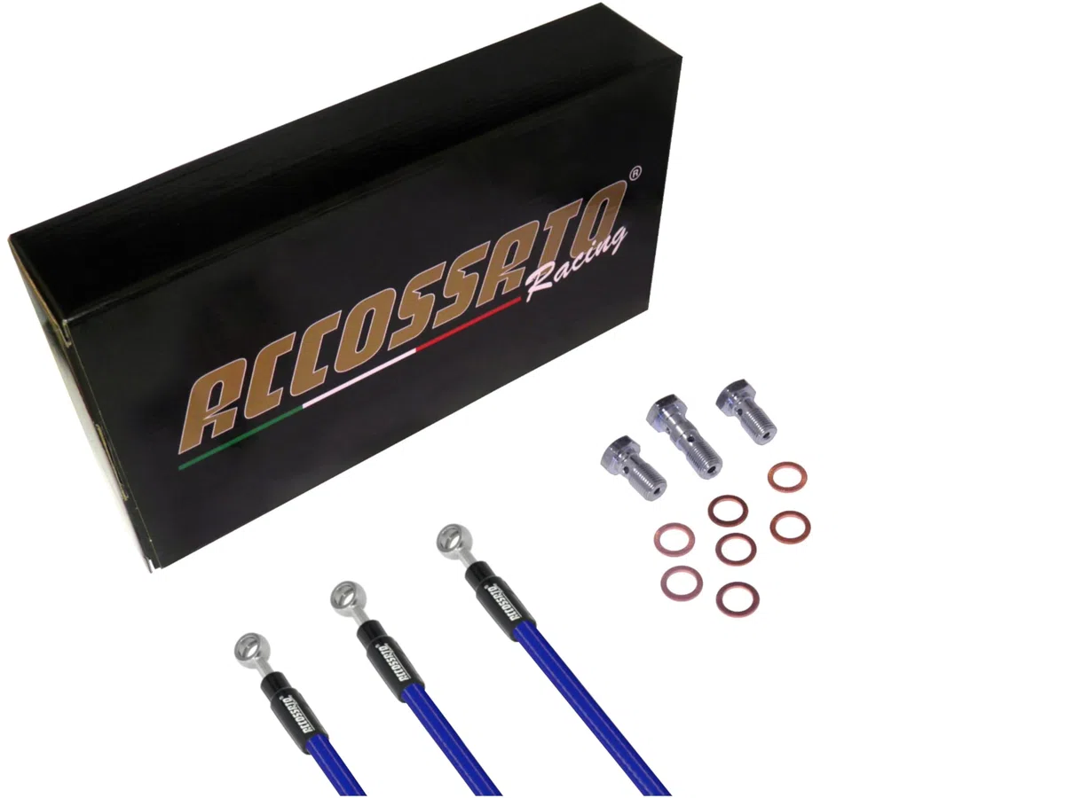 ACCOSSATO Kit Completo Tubi Freno Blu Moto Honda - XL600 / 650 VU - V7 Transalp (2001-2007), Layout F, Numero Tubi: 3