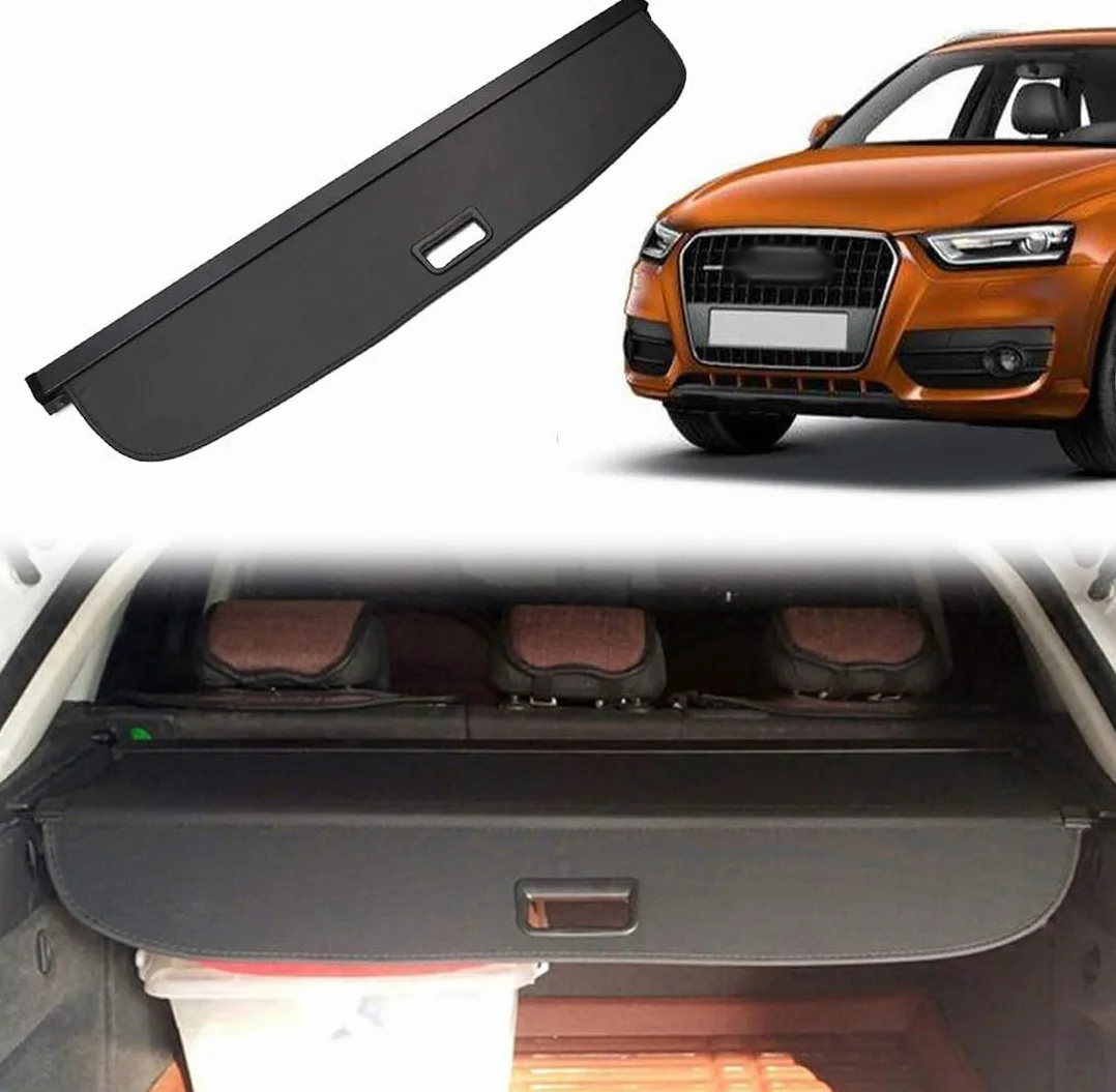 Protezione Coperchio Portabagagli Copertura Bagagliaio Auto Baule Posteriore Pacco Ripiano Portaoggetti Cargo Cover Nero per Audi Q3 2013-2017