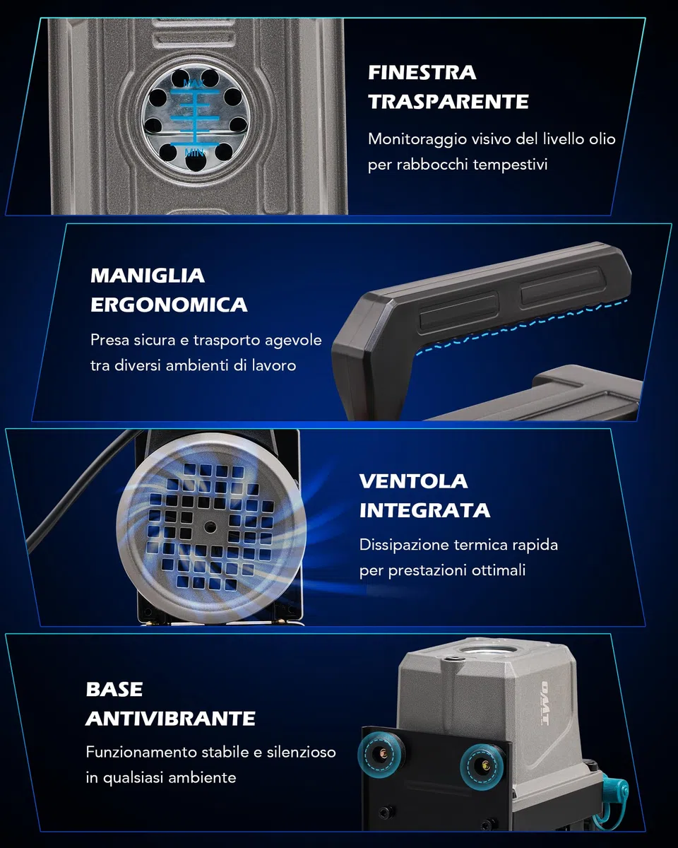 Orion Motor Tech Pompa Vuoto da 3,5 CFM e 1/4 hp, 186W Pompa per Vuoto Monostadio HVAC per R12 R22 R134a R410a R1234yf Pompa a Vuoto per Condizionatori per Auto Degasaggio Resine e Altro, Olio Incluso