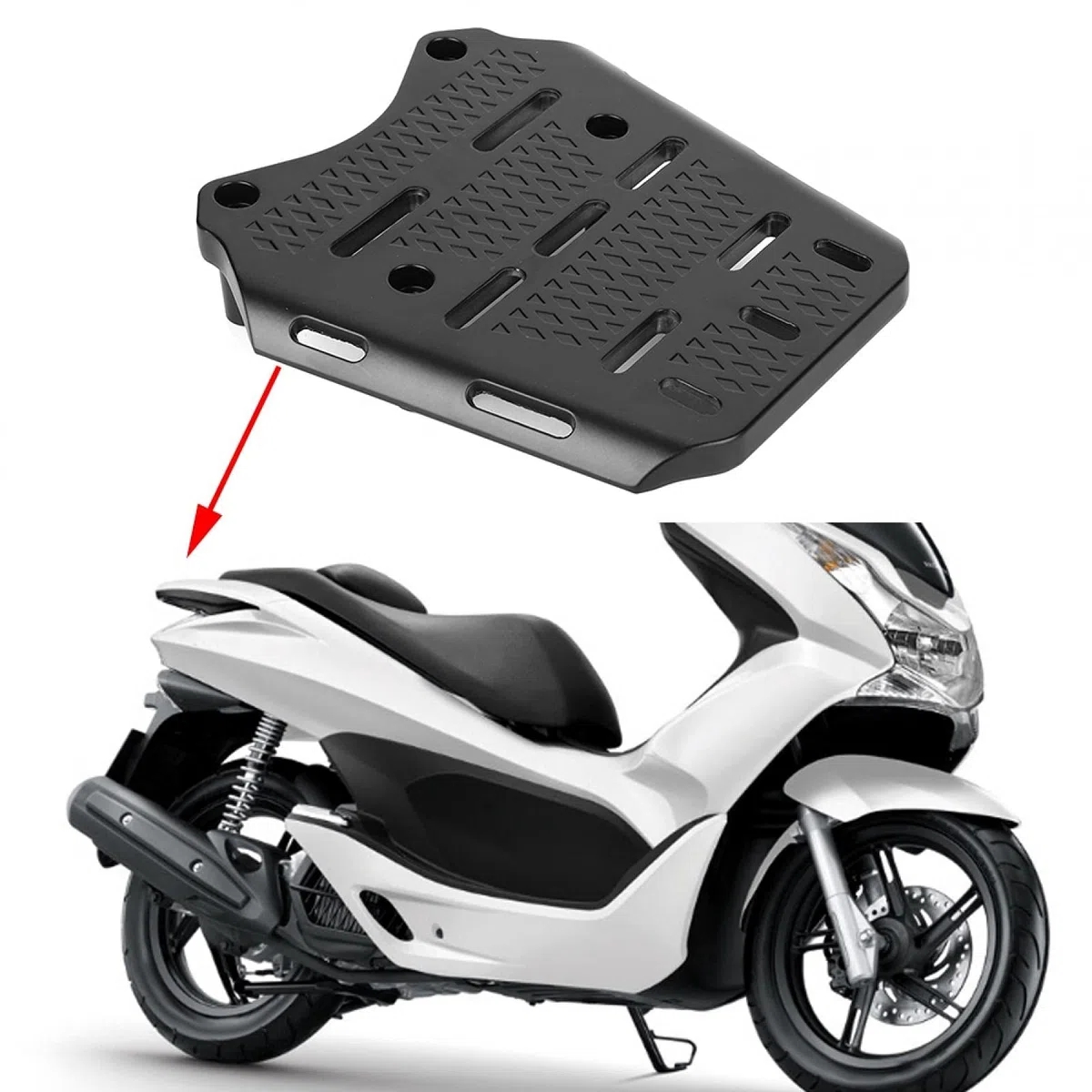 PCX Portapacchi Posteriore per Moto in Lega di Alluminio CNC con 4 Viti per Portapacchi Posteriore per Moto