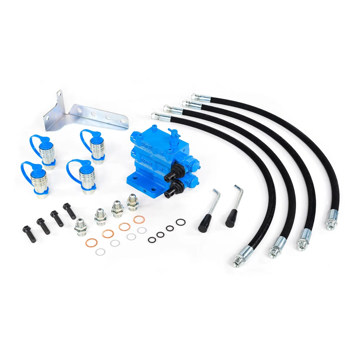 Kit Distributore Ausiliario 2 Leva Compatibile per Trattore Ford 5000, 5600, 6000, 6600, 7000, 7600