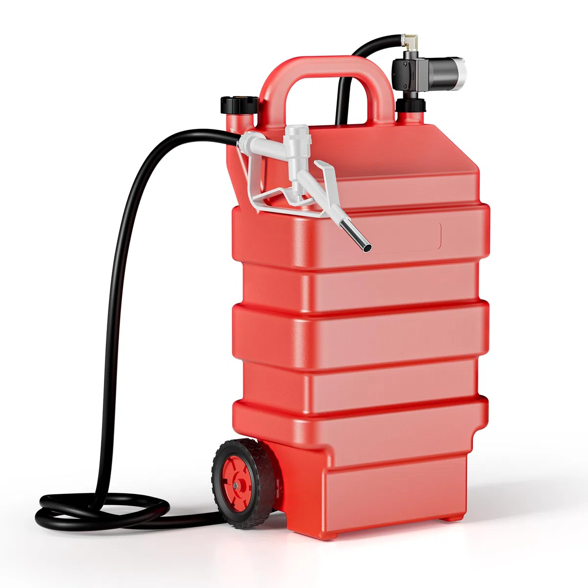 Wiltec Serbatoio per trasporto gasolio e benzina da 60 l con pompa 75W da 14 l/min, serbatoio carburante portatile, contenitore mobile per carburante