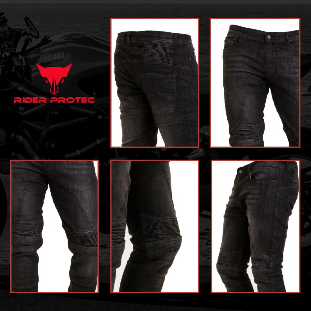 Jeans da Moto da Uomo Fodera Protettiva in aramide, Pantaloni in Denim da Moto con Protezioni Rimovibili, Pantaloni da Motociclista per Uomo