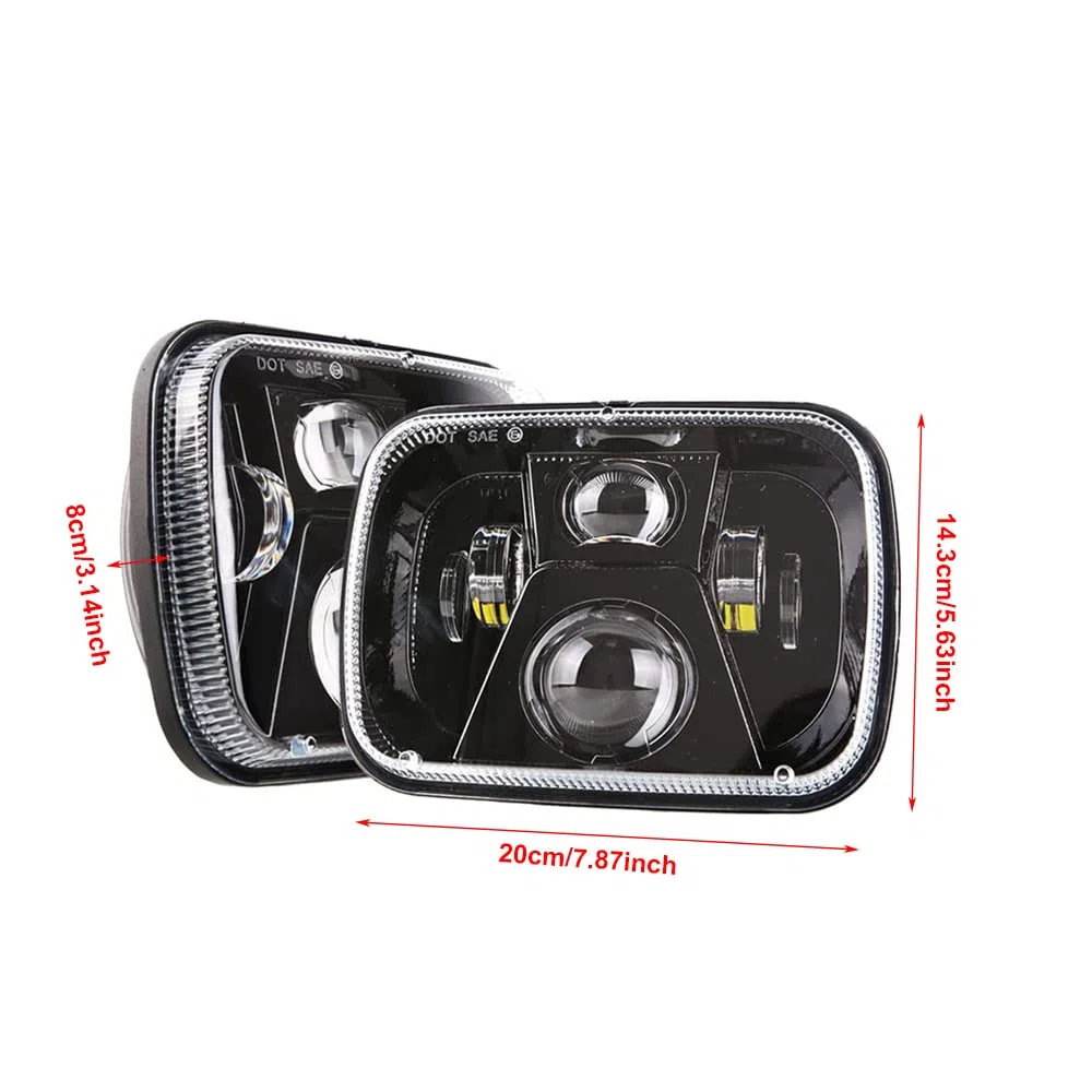 2 pezzi Fari LED per auto 12V 110W impermeabili 5x7 6X7 pollici 6000K luci di marcia Compatibile con Jeep Cherokee XJ Compatibile con Wrangler YJ Compatibile con Ford Compatibile con GMC, nero