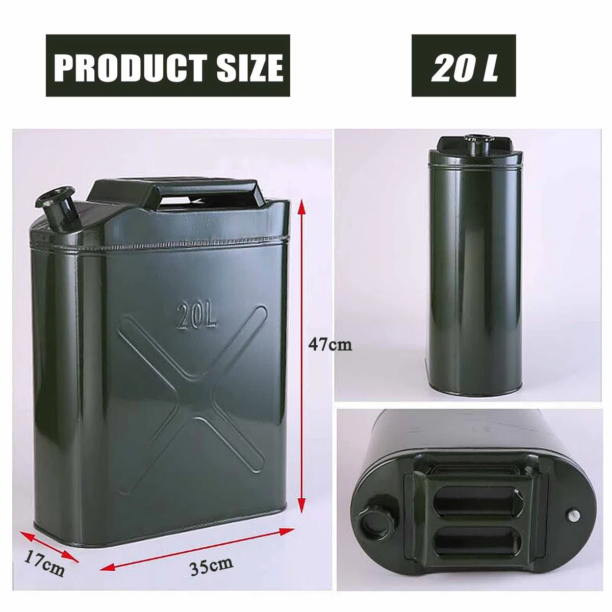 WUTONG Benzina a Base di Benzina addensata Benzina Militare può 30 Litri 20 Litri 10L Serbatoio Diesel Verticale Portatile Contenitore Carburante - Verde