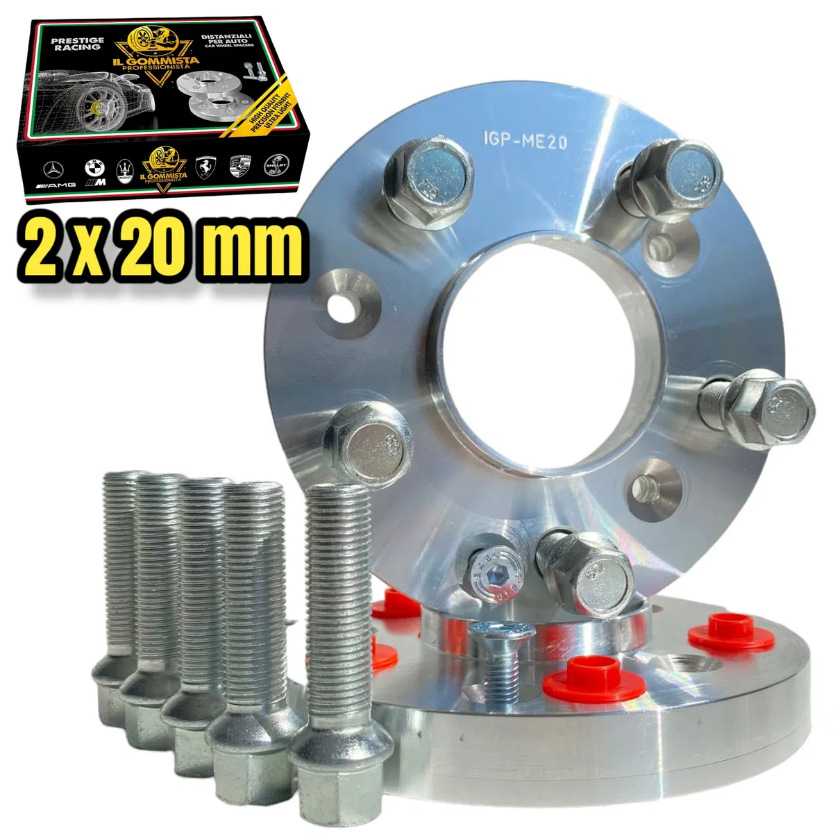 IGP 2 Distanziali Ruote 20 mm Compatibili con Audi A6 S6 RS6 dal 2011 al 2024 Type 4G 4G1 4G2 - C7 C8 + 10 bulloni in Acciaio