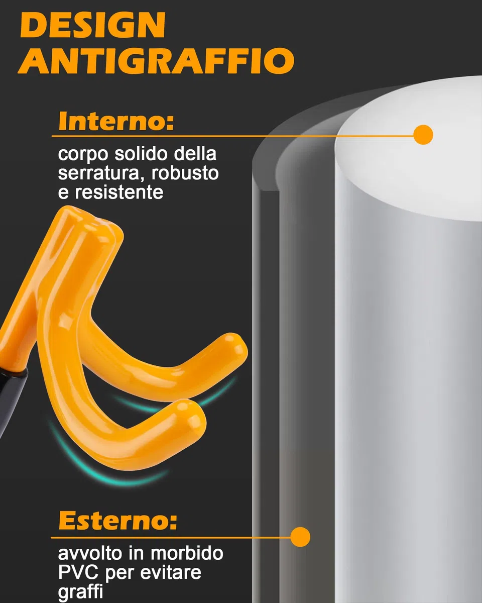 Tevlaphee Bloccasterzo a 4 Ganci, Dispositivo Antifurto Robusto ad Alta Visibilità, Compatibilità Universale per Auto, Furgoni, SUV, Adatto a Volanti fino a 41,5 cm, con 3 Chiavi(Giallo)