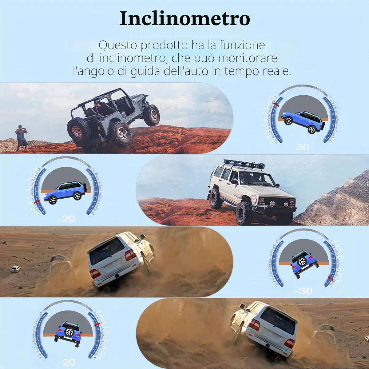 Display head-up per auto, tachimetro, misuratore di pendenza, monitoraggio dell'angolo di guida dell'auto, adatto per tutte le auto