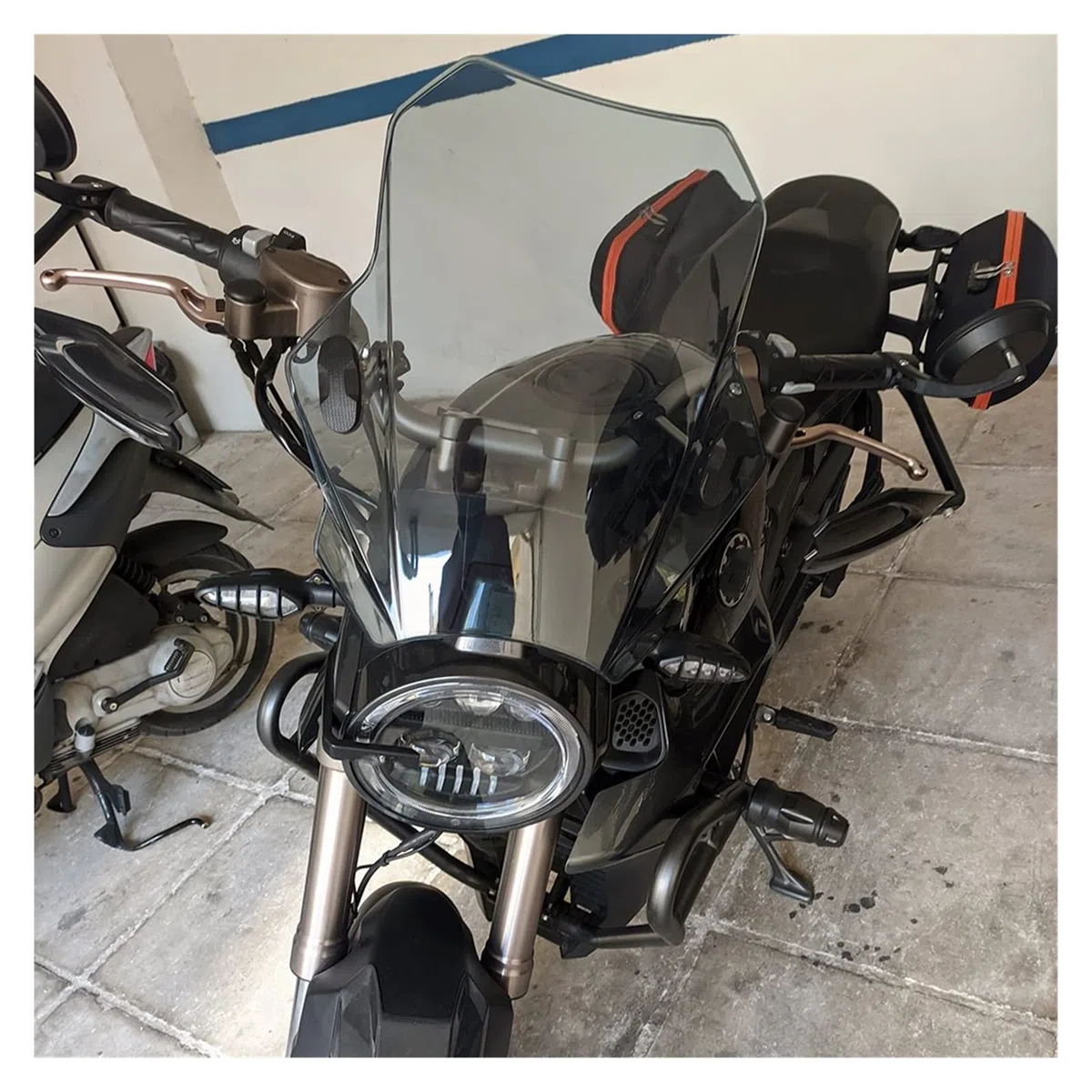 Doppia Bolla Parabrezza Universale per Benelli Leoncino 250 500 BN125 BN300 BN302 BN302S 502C - Moto Cupolino Parabrezza (Colore: Light Grey)